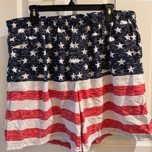 NWOT Columbia American flag swim trunks